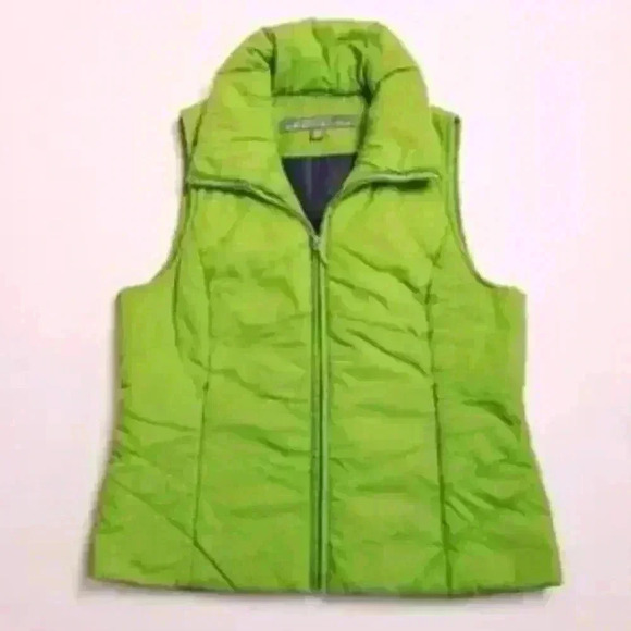 Kenneth Cole Reaction Women's Lime Green Quilted Down Feather Puffer Vest Size S - Picture 1 of 3